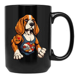 Beagle Dog With Tattoo I Love Mom 300Dpi Black Coffee Mug, Gift Coffee Mug