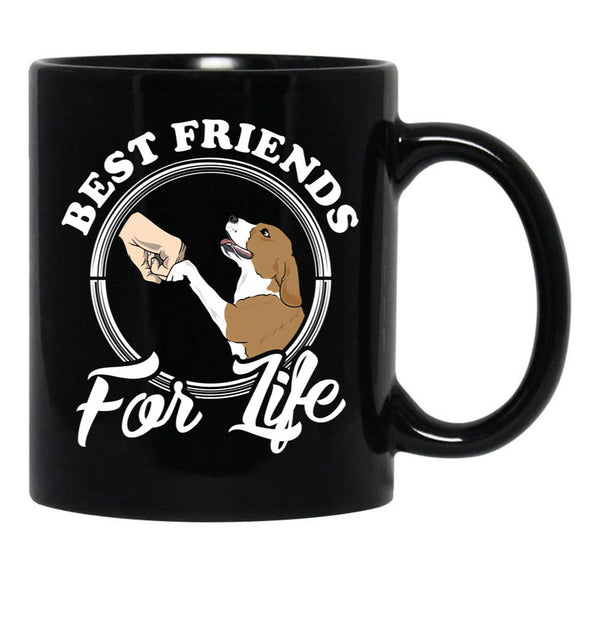 Beagle Lover Design Best Friends For Life Black Coffee Mug, Gift Coffee Mug - Black