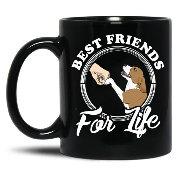 Beagle Lover Design Best Friends For Life Black Coffee Mug, Gift Coffee Mug - Black
