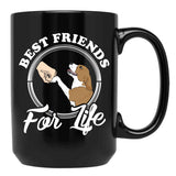 Beagle Lover Design Best Friends For Life Black Coffee Mug, Gift Coffee Mug