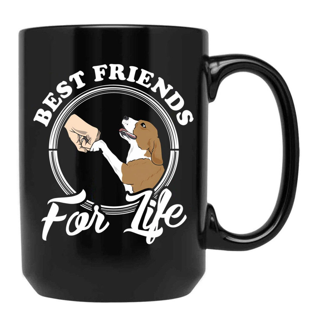 Beagle Lover Design Best Friends For Life Black Coffee Mug, Gift Coffee Mug