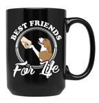 Beagle Lover Design Best Friends For Life Black Coffee Mug, Gift Coffee Mug