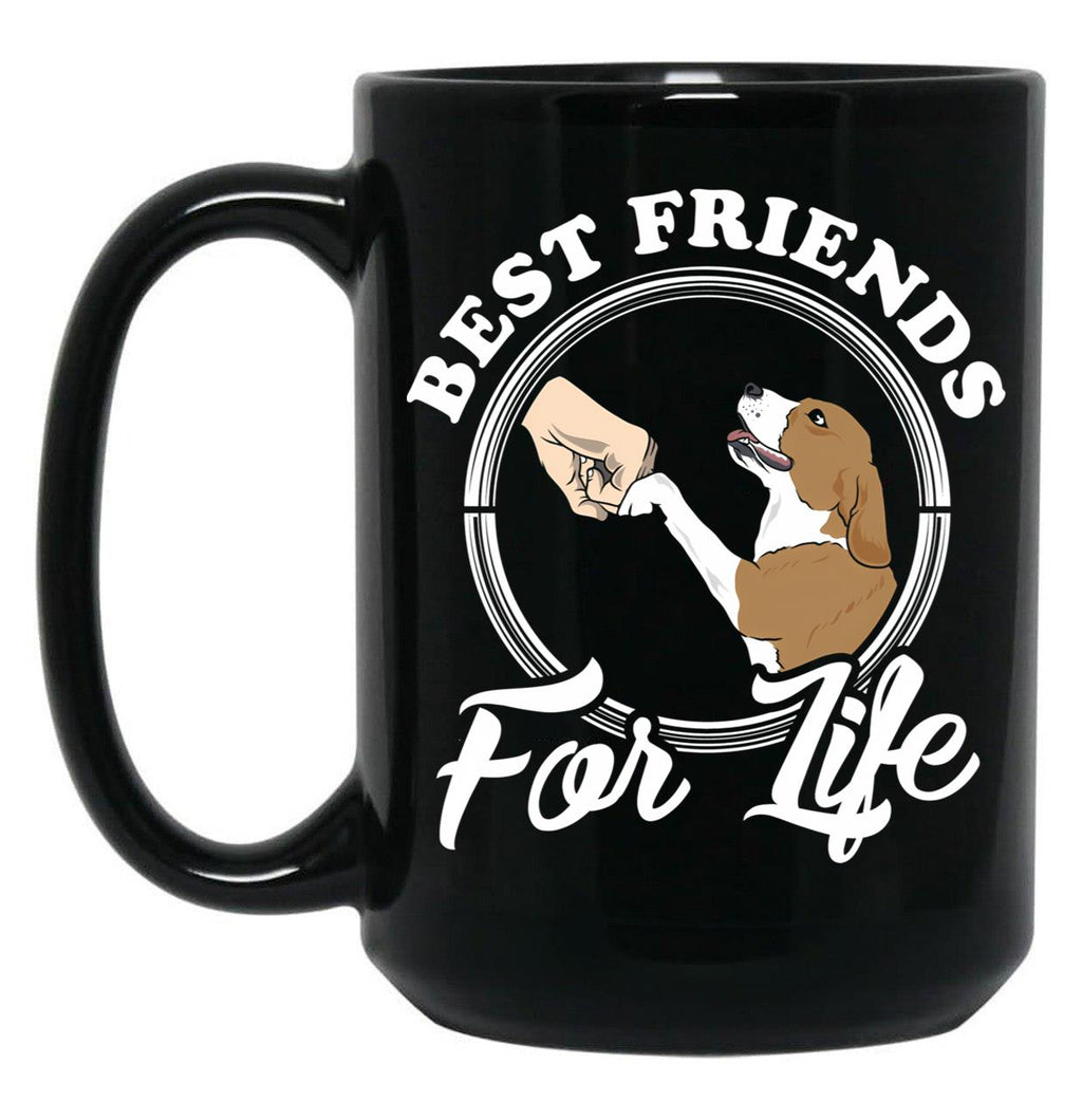 Beagle Lover Design Best Friends For Life Black Coffee Mug, Gift Coffee Mug