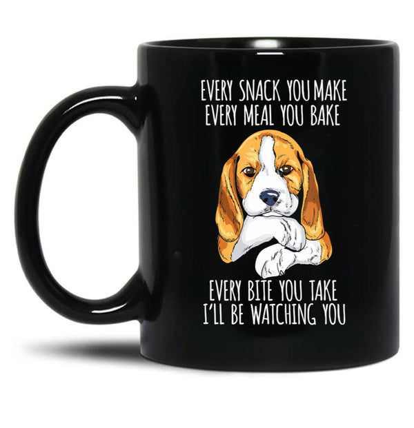 Beagle Mom Beagle Dad Funny Dog Black Coffee Mug, Gift Coffee Mug - Black