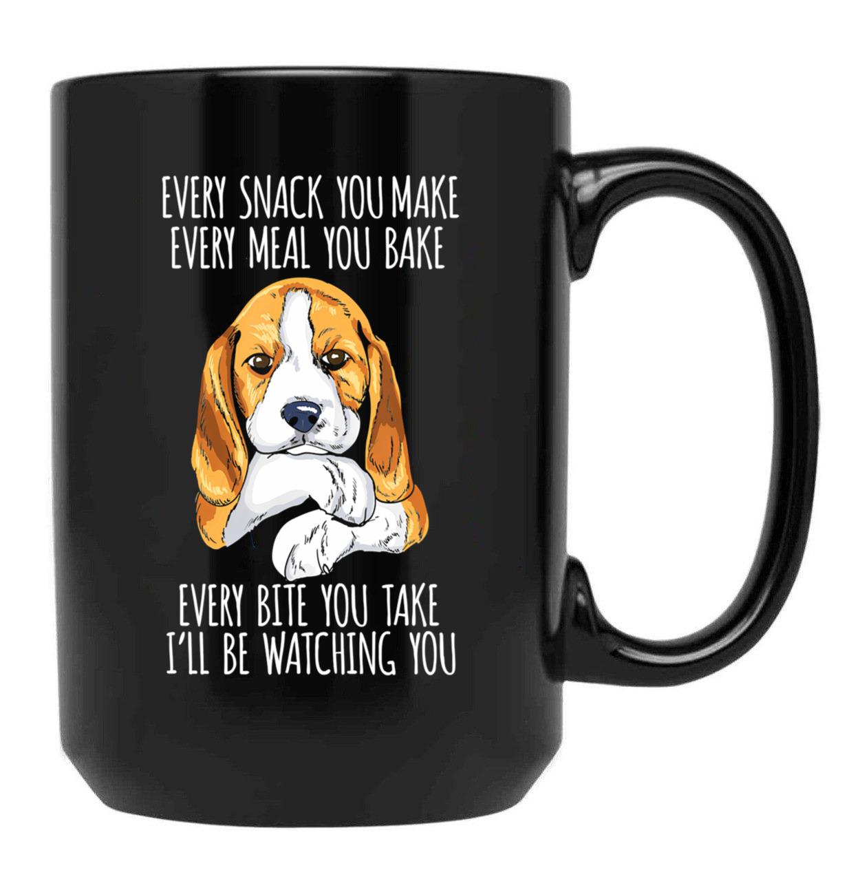 Beagle Mom Beagle Dad Funny Dog Black Coffee Mug, Gift Coffee Mug