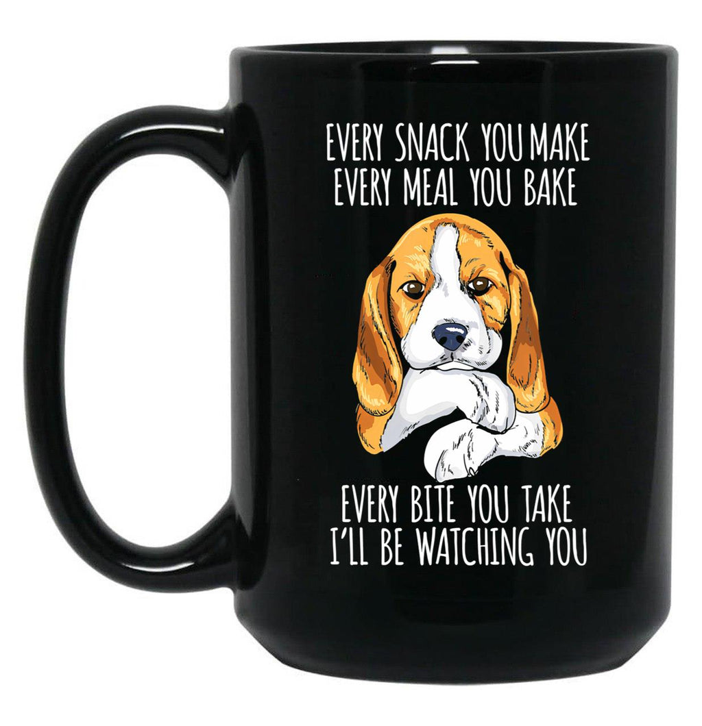Beagle Mom Beagle Dad Funny Dog Black Coffee Mug, Gift Coffee Mug