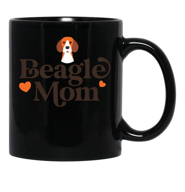 Beagle Mom White Black Coffee Mug, Gift Coffee Mug - Black