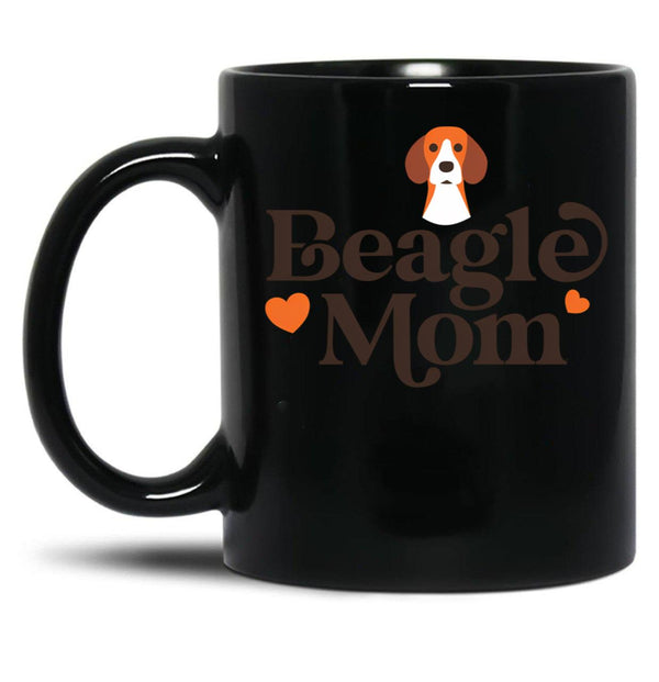 Beagle Mom White Black Coffee Mug, Gift Coffee Mug - Black