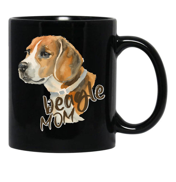 Beagle Mom Black Coffee Mug, Gift Coffee Mug - Black