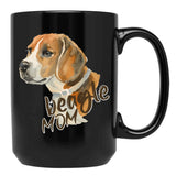 Beagle Mom Black Coffee Mug, Gift Coffee Mug