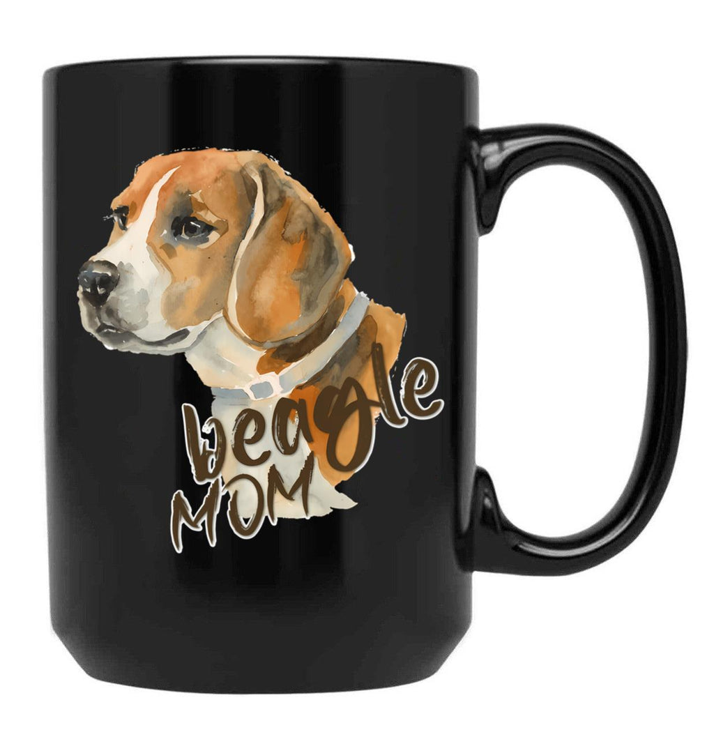 Beagle Mom Black Coffee Mug, Gift Coffee Mug
