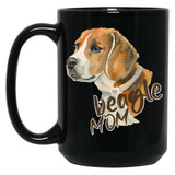 Beagle Mom Black Coffee Mug, Gift Coffee Mug