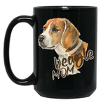 Beagle Mom Black Coffee Mug, Gift Coffee Mug