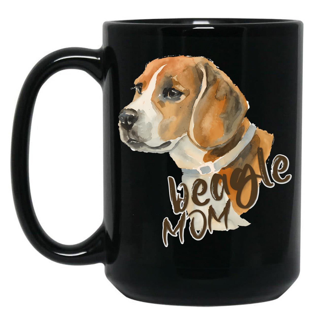Beagle Mom Black Coffee Mug, Gift Coffee Mug