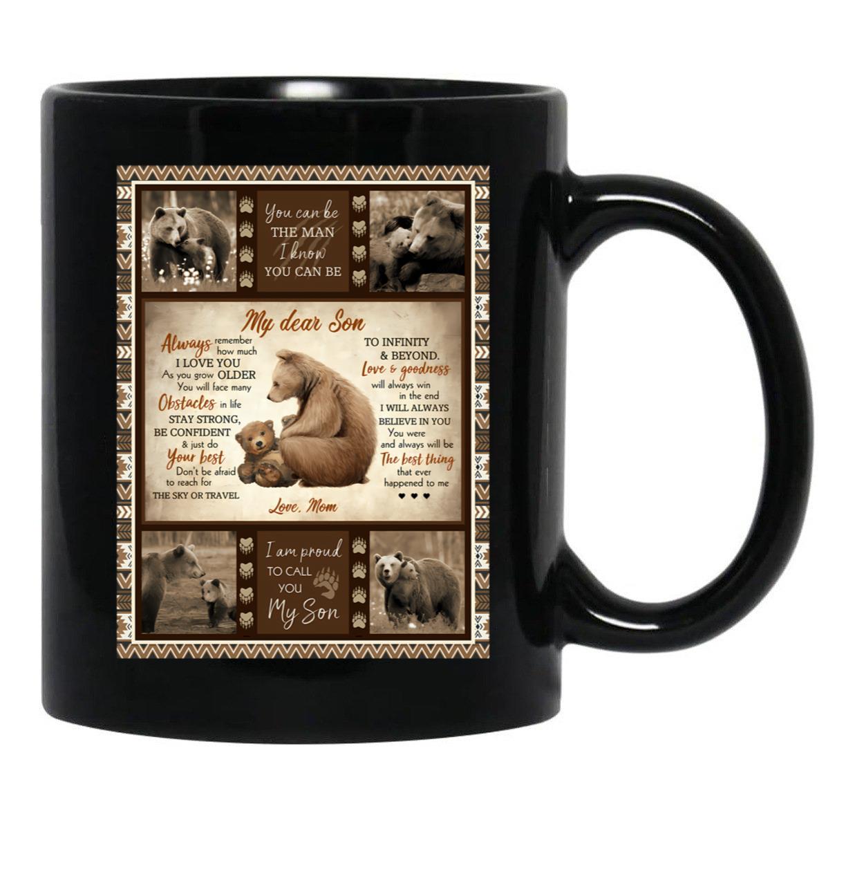 Bear Mom Bear Son Blanket Graduation Birthday Family Support Gift Wild Animal Design Black Coffee Mug - Black