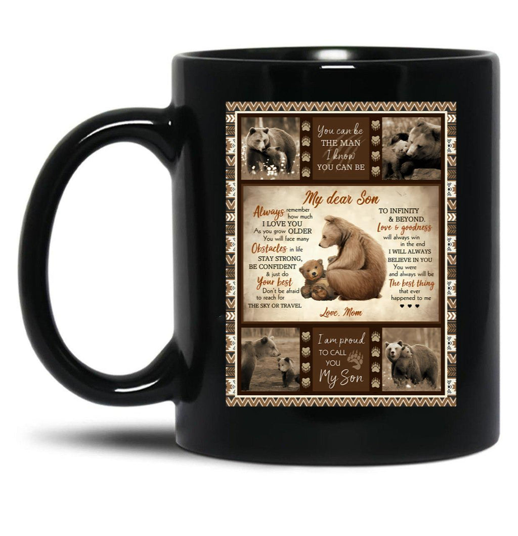 Bear Mom Bear Son Blanket Graduation Birthday Family Support Gift Wild Animal Design Black Coffee Mug