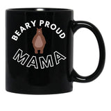 Beary Proud Mama Pun Black Coffee Mug, Gift Coffee Mug - Black