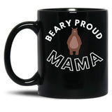 Beary Proud Mama Pun Black Coffee Mug, Gift Coffee Mug - Black