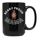 Beary Proud Mama Pun Black Coffee Mug, Gift Coffee Mug