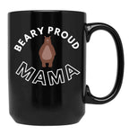 Beary Proud Mama Pun Black Coffee Mug, Gift Coffee Mug