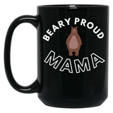 Beary Proud Mama Pun Black Coffee Mug, Gift Coffee Mug