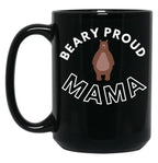 Beary Proud Mama Pun Black Coffee Mug, Gift Coffee Mug