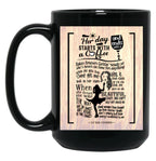 Beautiful Crazy Song Lyrics Poster - Her Day Starts With A Coffee And Ends With A Wine Black Coffee Mug