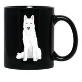 Beautiful White Siberian Husky - Sweet White Snow Dog Black Coffee Mug, Gift Coffee Mug - Black