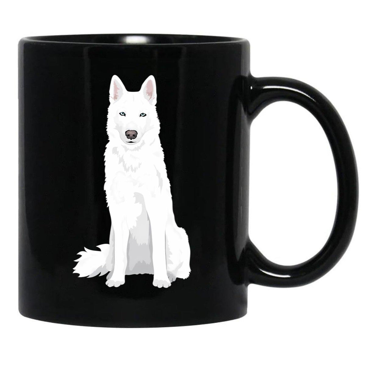 Beautiful White Siberian Husky - Sweet White Snow Dog Black Coffee Mug, Gift Coffee Mug - Black