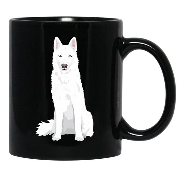 Beautiful White Siberian Husky - Sweet White Snow Dog Black Coffee Mug, Gift Coffee Mug - Black