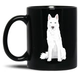 Beautiful White Siberian Husky - Sweet White Snow Dog Black Coffee Mug, Gift Coffee Mug - Black