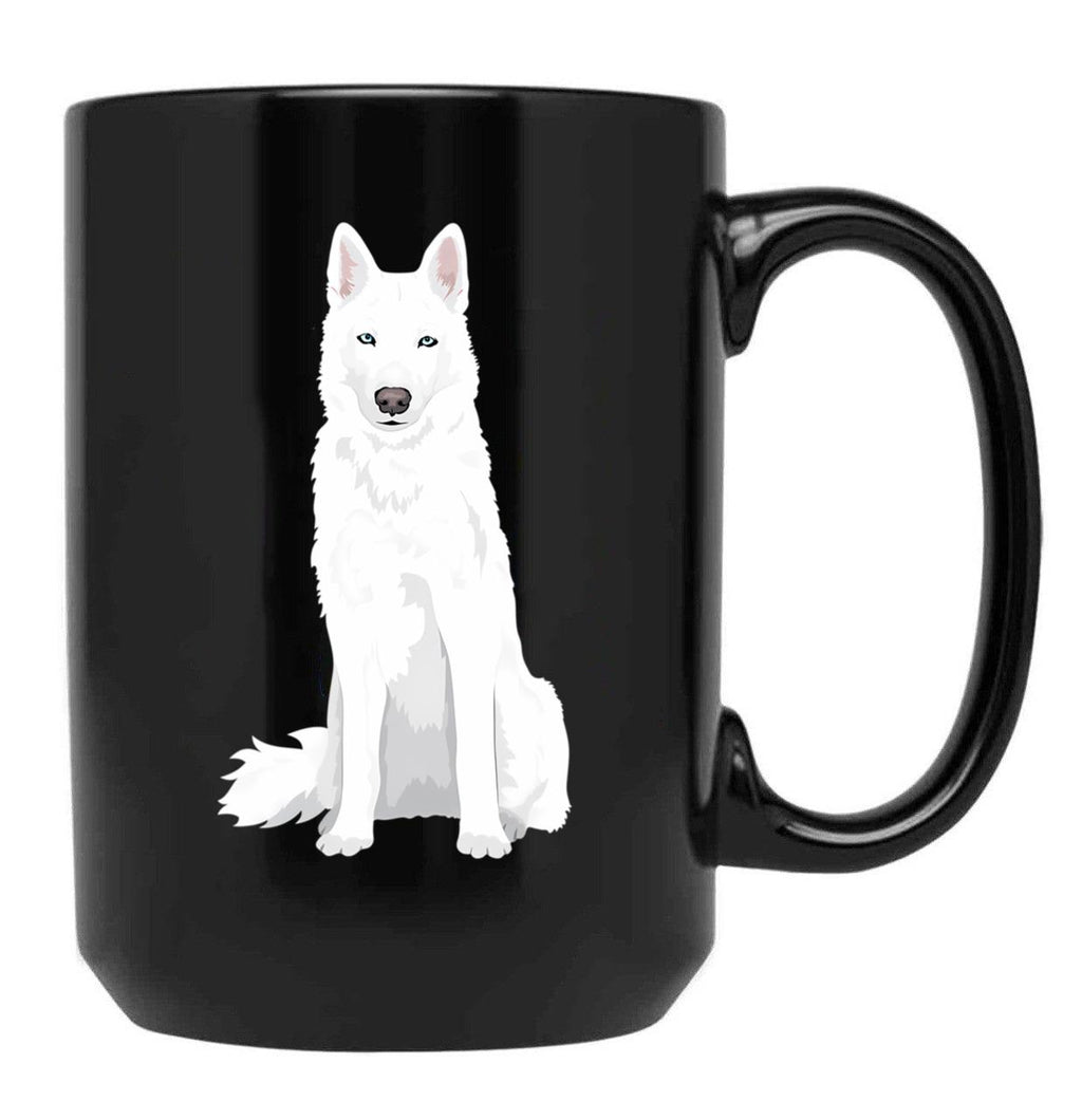 Beautiful White Siberian Husky - Sweet White Snow Dog Black Coffee Mug, Gift Coffee Mug