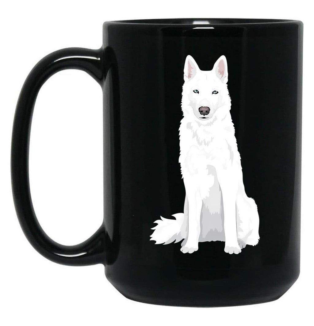 Beautiful White Siberian Husky - Sweet White Snow Dog Black Coffee Mug, Gift Coffee Mug