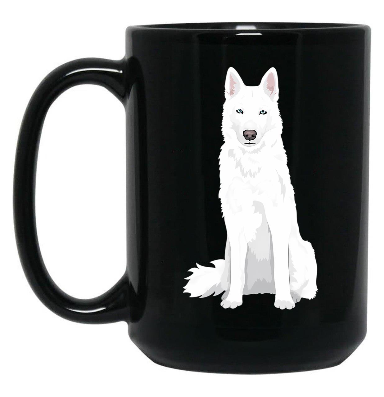 Beautiful White Siberian Husky - Sweet White Snow Dog Black Coffee Mug, Gift Coffee Mug