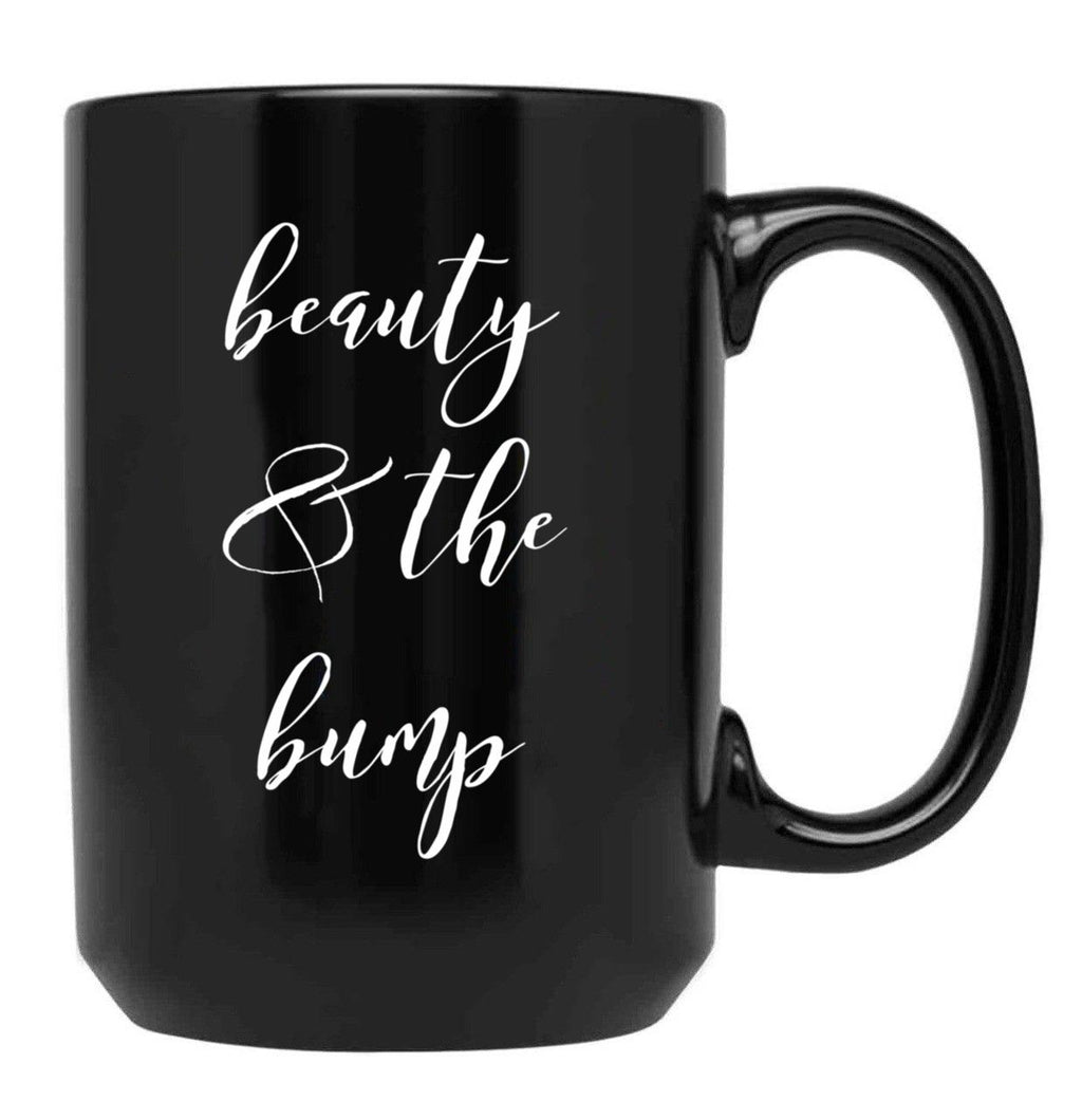 Beauty And The Bump Black Coffee Mug, Gift Coffee Mug