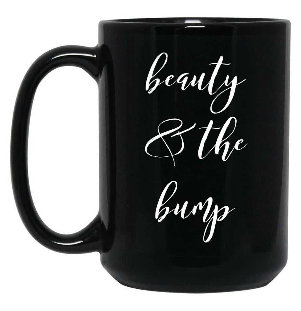 Beauty And The Bump Black Coffee Mug, Gift Coffee Mug