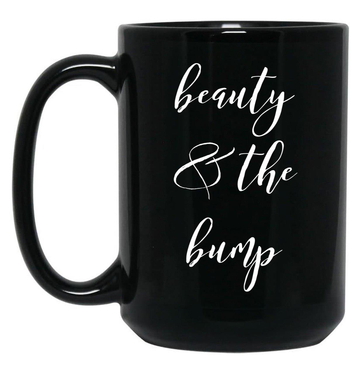 Beauty And The Bump Black Coffee Mug, Gift Coffee Mug