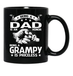 Being A Dad Is An Honor Being A Grampy Is Priceless Black Coffee Mug - Black