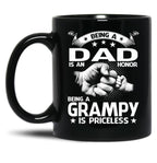 Being A Dad Is An Honor Being A Grampy Is Priceless Black Coffee Mug