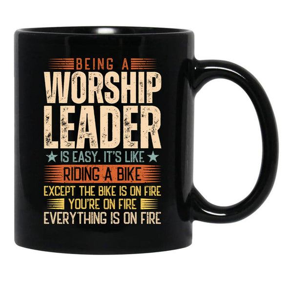 Being A Worship Leader Is Easy Black Coffee Mug, Gift Coffee Mug - Black