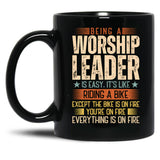 Being A Worship Leader Is Easy Black Coffee Mug, Gift Coffee Mug - Black