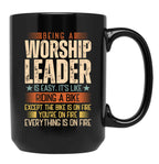 Being A Worship Leader Is Easy Black Coffee Mug, Gift Coffee Mug