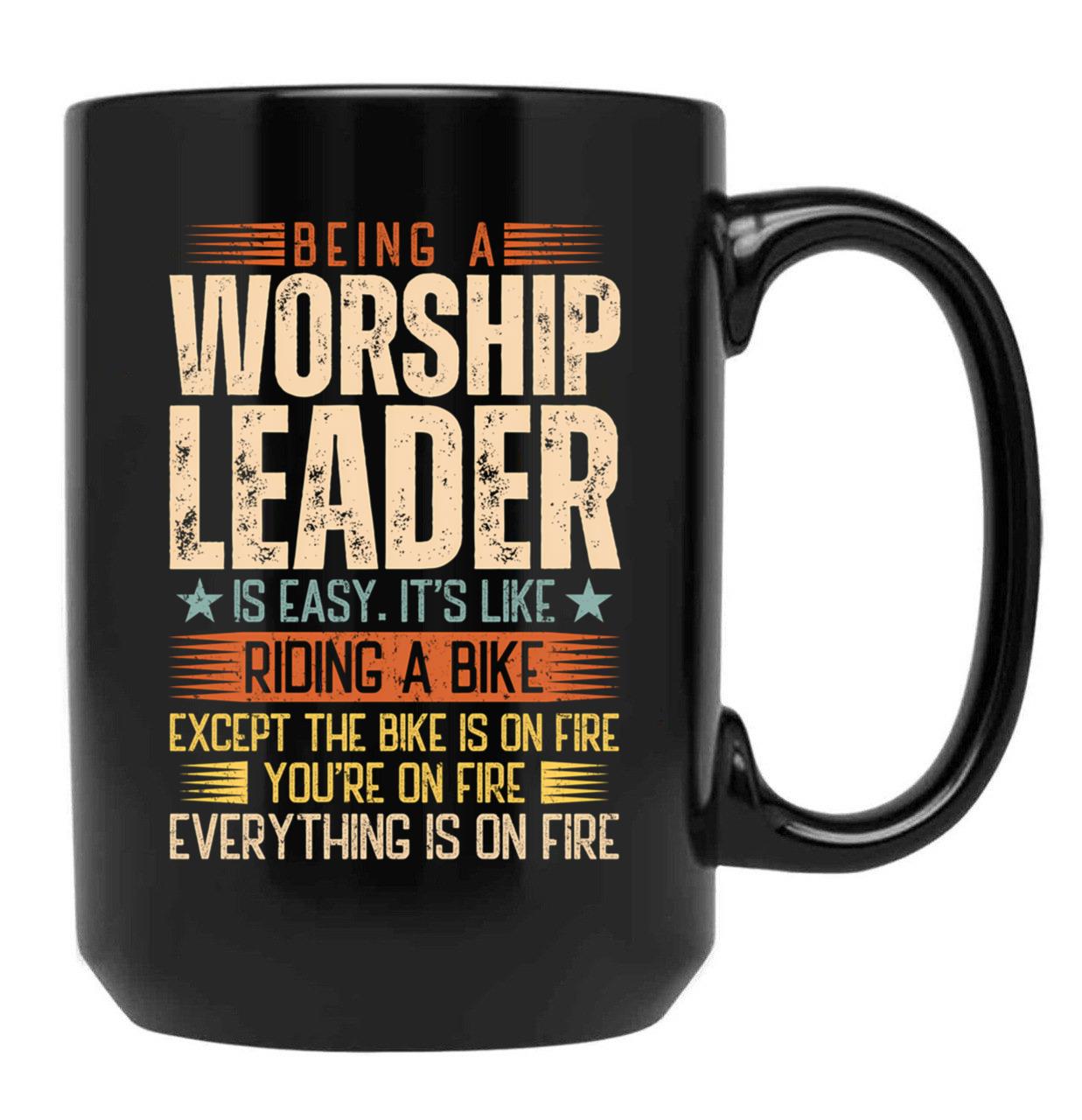 Being A Worship Leader Is Easy Black Coffee Mug, Gift Coffee Mug