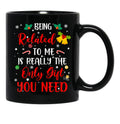 Being Related To Me Cute Christmas Family Xmas Pajama Couple Black Coffee Mug - Black