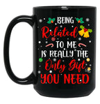 Being Related To Me Cute Christmas Family Xmas Pajama Couple Black Coffee Mug