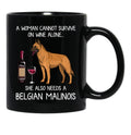 Belgian Malinois And Wine Funny Dog Black Coffee Mug, Gift Coffee Mug - Black