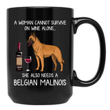 Belgian Malinois And Wine Funny Dog Black Coffee Mug, Gift Coffee Mug