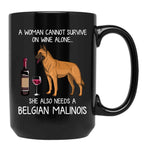 Belgian Malinois And Wine Funny Dog Black Coffee Mug, Gift Coffee Mug