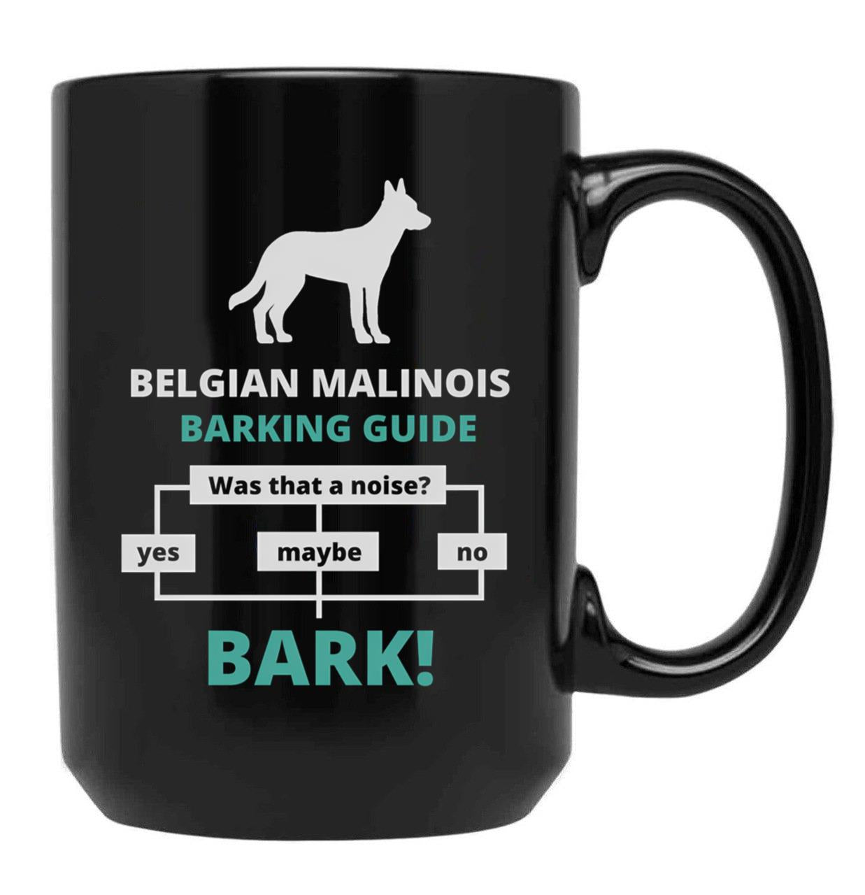 Belgian Malinois Barking Guide Black Coffee Mug, Gift Coffee Mug