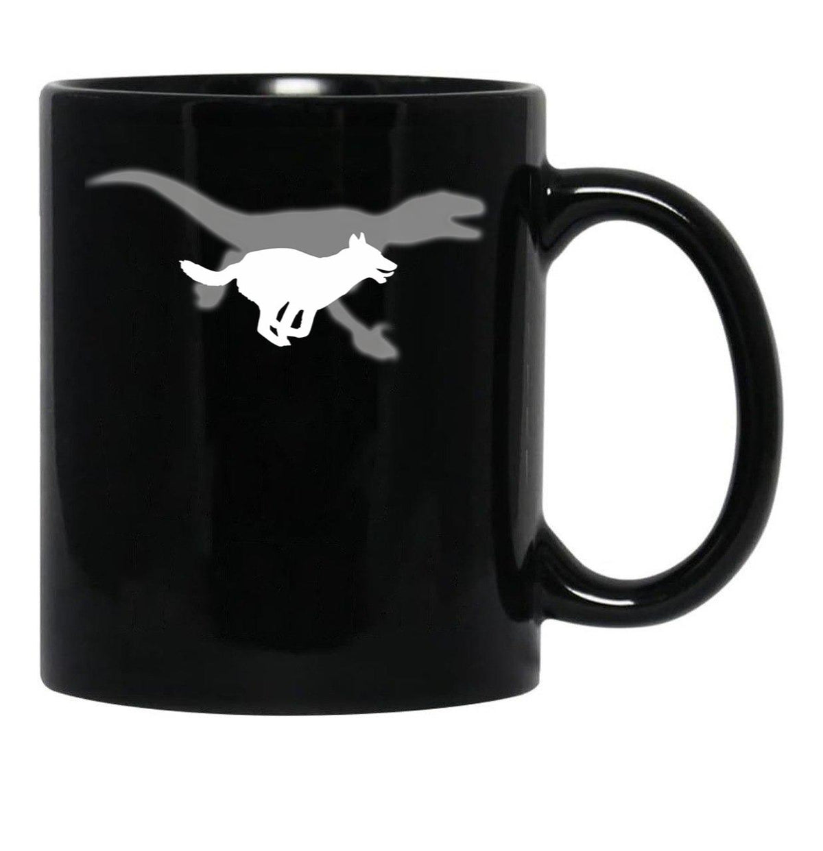 Belgian Malinois Velociraptor Maliraptor Running Shadow Dog Gift Black Coffee Mug, Gift Coffee Mug - Black